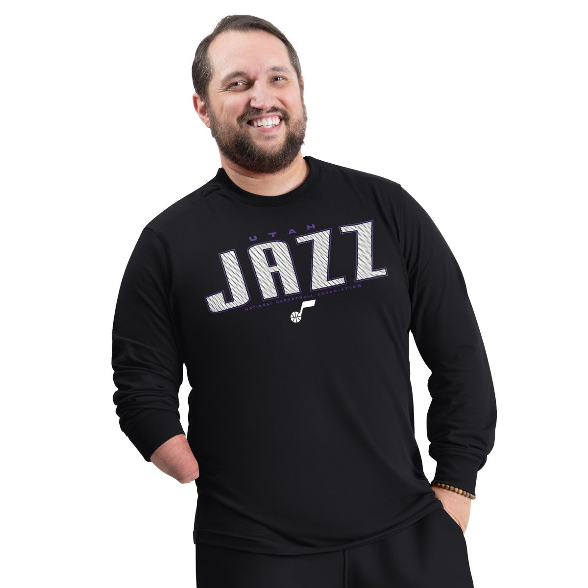 Utah Jazz G-III Sports by Carl Banks Adaptive Printed Mesh Effect Long Sleeve T-Shirt
