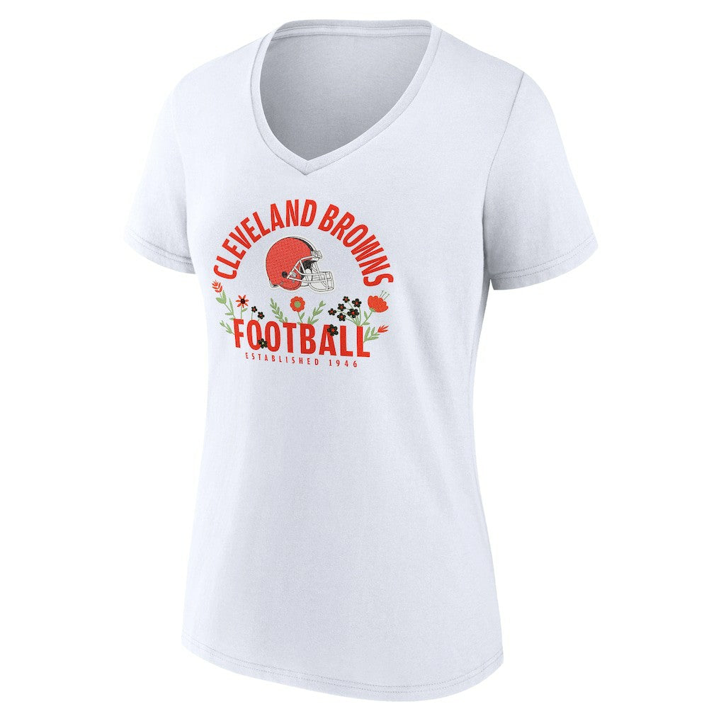 Shedeur Sanders  Women's Floral Name & Number V-Neck T-Shirt - Cleveland Browns T-shirts