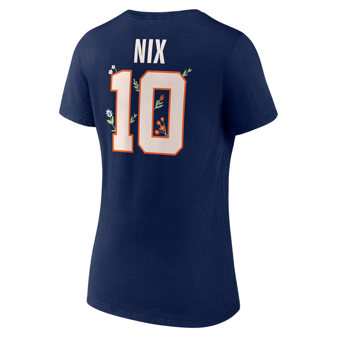 Bo Nix  Women's Floral Name & Number V-Neck T-Shirt - Denver Broncos T-shirts