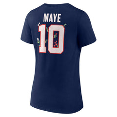 Drake Maye  Women's Floral Name & Number V-Neck T-Shirt - New England Patriots T-shirts