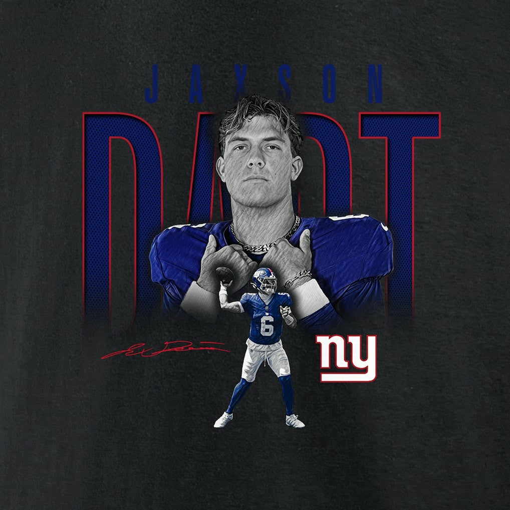 Jaxson Dart  Humble Shadow Player Graphic T-Shirt - New York Giants T-shirts