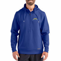 Cutter & Buck Roam Eco Half-Zip Recycled Pullover Hoodie - Los Angeles Chargers Hoodies