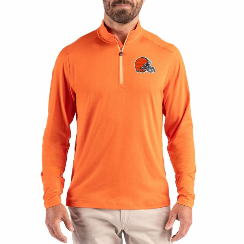 Cutter & Buck Coastline Epic Comfort Recycled Quarter-Zip Pullover - Cleveland Browns Pullover