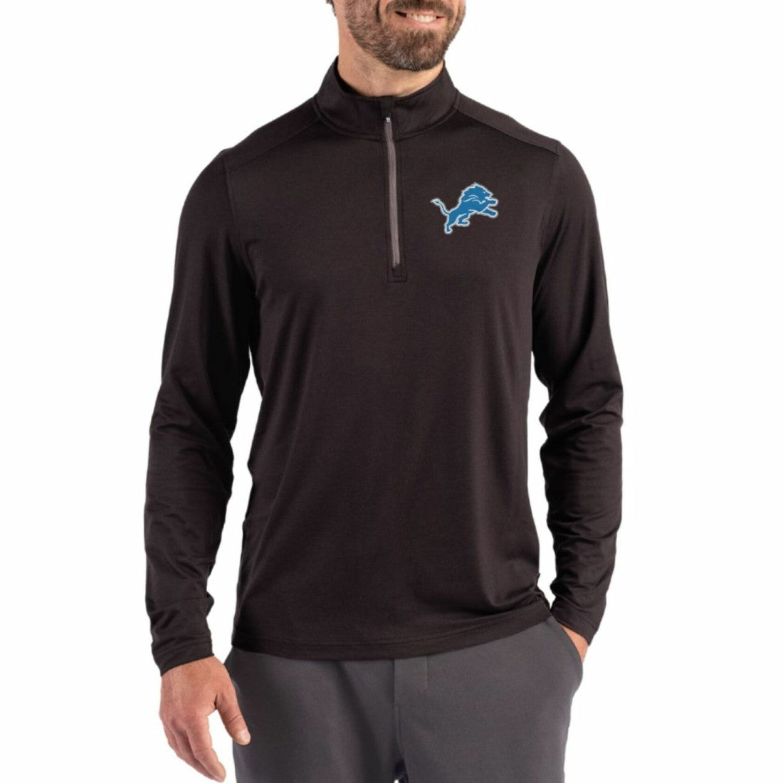 Cutter & Buck Coastline Epic Comfort Recycled Quarter-Zip Pullover - Detroit Lions Pullover