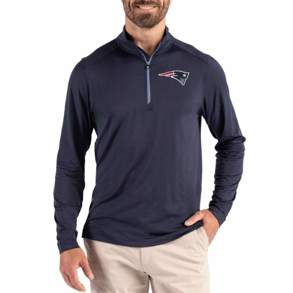 Cutter & Buck Coastline Epic Comfort Recycled Quarter-Zip Pullover - New England Patriots Pullover