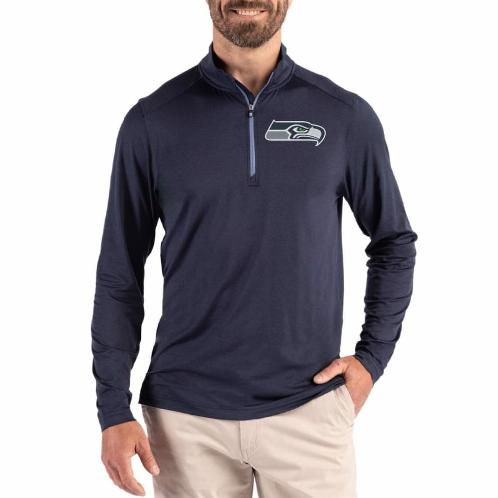 Cutter & Buck Coastline Epic Comfort Recycled Quarter-Zip Pullover - Seattle Seahawks Pullover