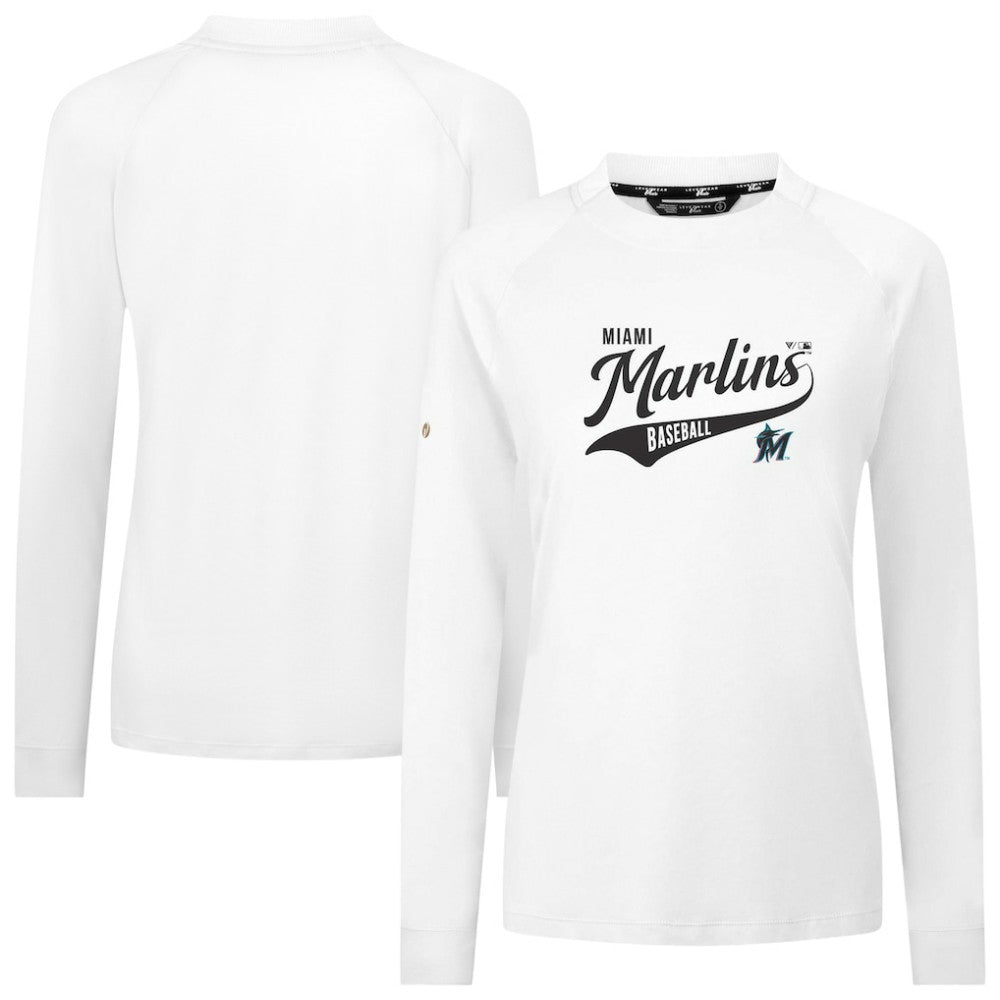 White Miami Marlins Levelwear Women's Slender Glide T-Shirt
