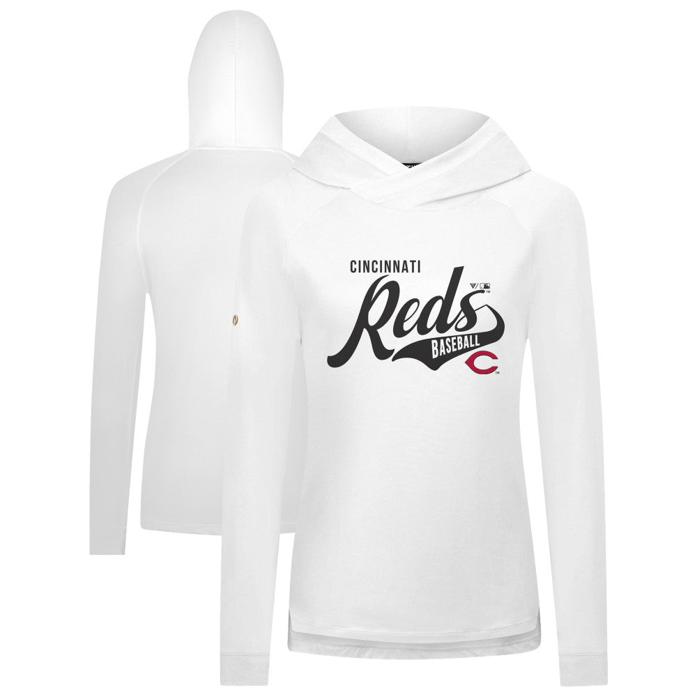 White Cincinnati Reds Levelwear Women's Slender Glide Raglan Hoodie