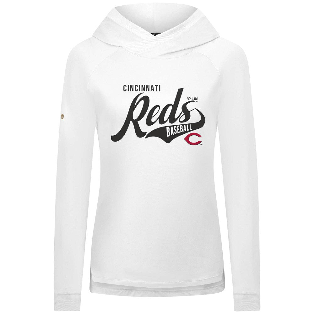 White Cincinnati Reds Levelwear Women's Slender Glide Raglan Hoodie