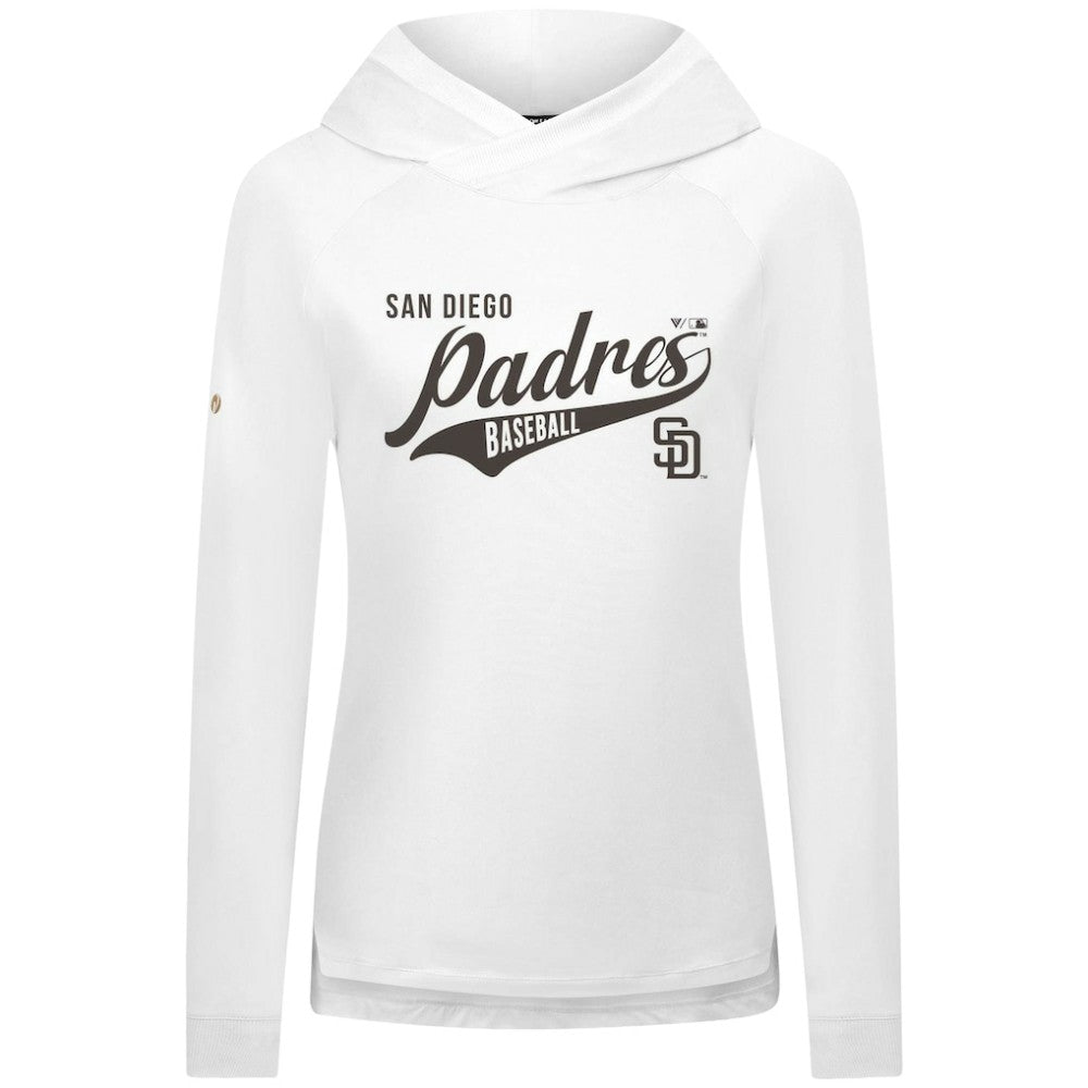 White San Diego Padres Levelwear Women's Slender Glide Raglan Hoodie