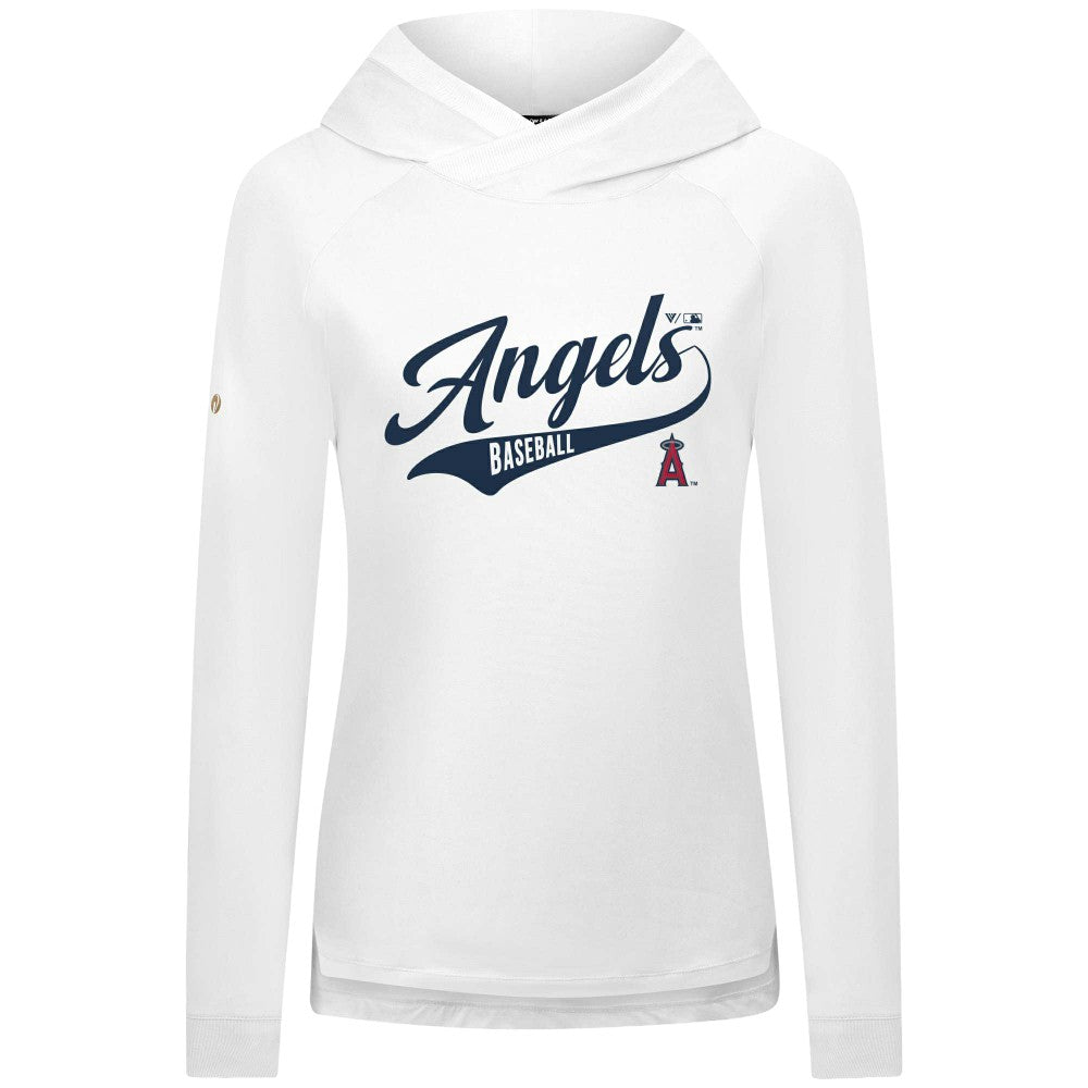 White Los Angeles Angels Levelwear Women's Slender Glide Raglan Hoodie