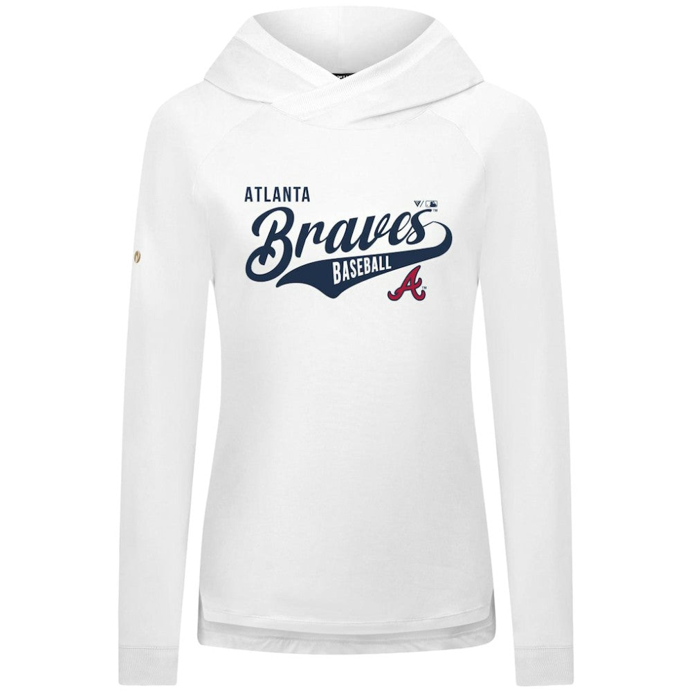 White Atlanta Braves Levelwear Women's Slender Glide Raglan Hoodie