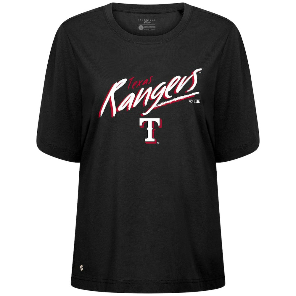 Black Texas Rangers Levelwear Women's Bloom Sizzle T-Shirt