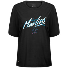 Black Miami Marlins Levelwear Women's Bloom Sizzle T-Shirt