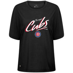 Black Chicago Cubs Levelwear Women's Bloom Sizzle T-Shirt