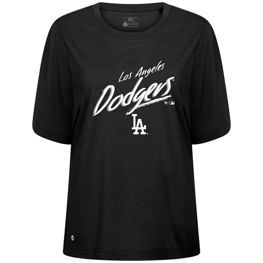 Black Los Angeles Dodgers Levelwear Women's Bloom Sizzle T-Shirt