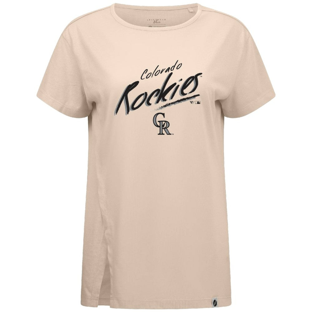 Khaki Colorado Rockies Levelwear Women's Influx Sizzle T-Shirt