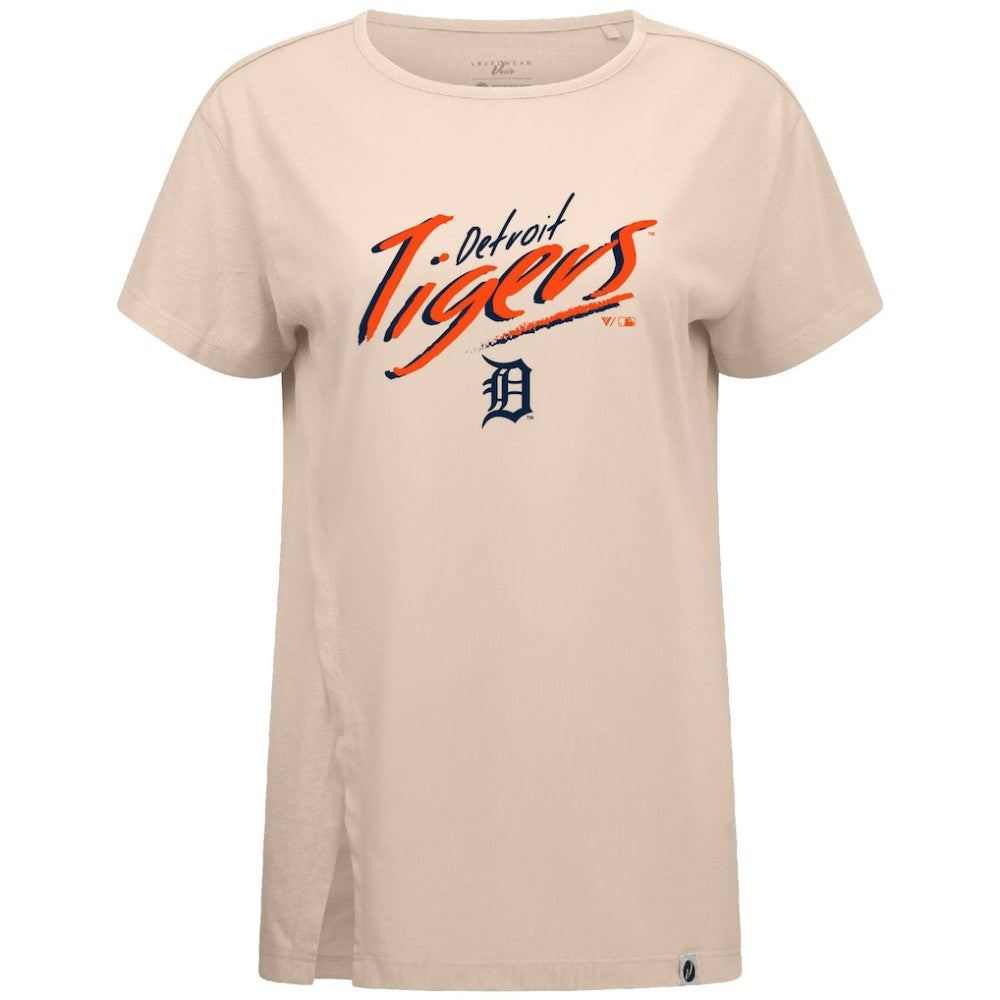 Khaki Detroit Tigers Levelwear Women's Influx Sizzle T-Shirt