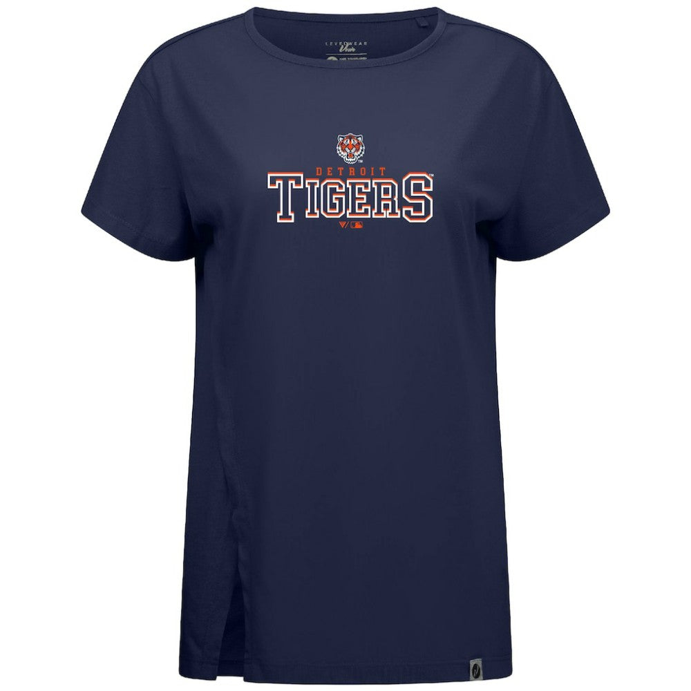 Navy Detroit Tigers Levelwear Women's Influx Journey T-Shirt