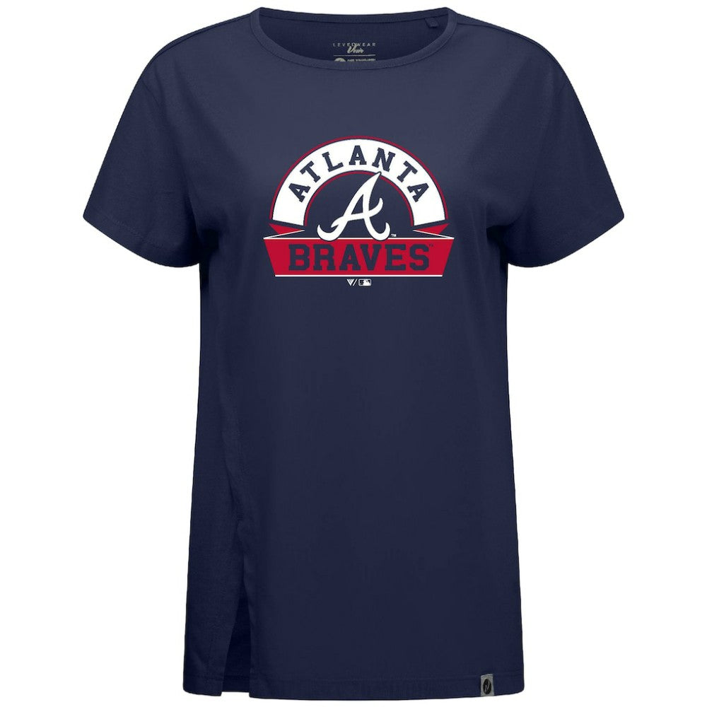 Navy Atlanta Braves Levelwear Women's Influx Banner Arch T-Shirt