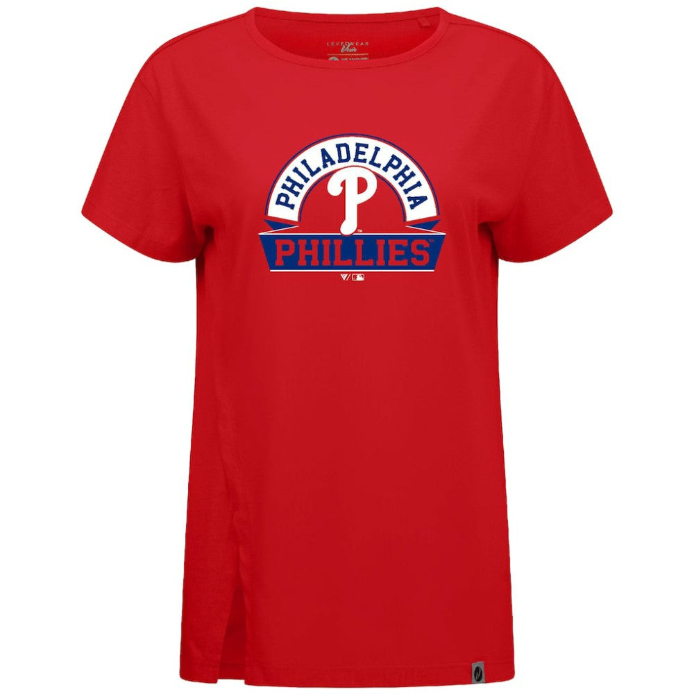 Red Philadelphia Phillies Levelwear Women's Influx Banner Arch T-Shirt