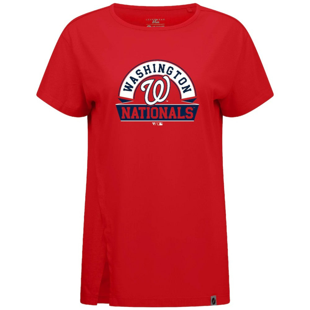 Red Washington Nationals Levelwear Women's Influx Banner Arch T-Shirt