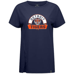 Navy Detroit Tigers Levelwear Women's Influx Banner Arch T-Shirt