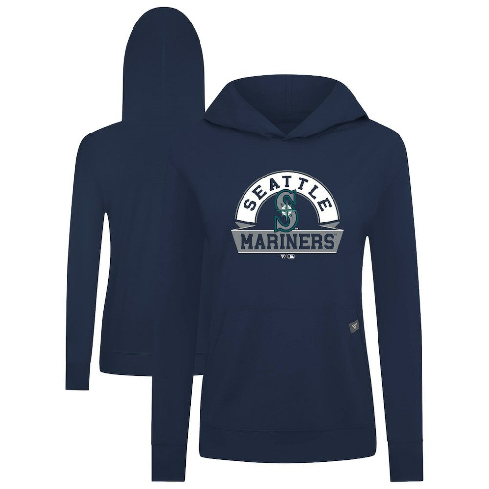 Navy Seattle Mariners Levelwear Women's Relay Banner Arch Long Sleeve T-Shirt Hoodie