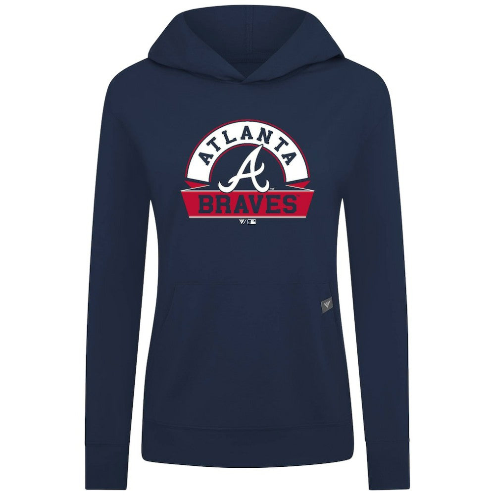 Navy Atlanta Braves Levelwear Women's Relay Banner Arch Long Sleeve T-Shirt Hoodie