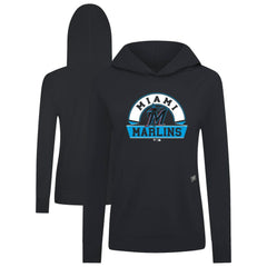 Black Miami Marlins Levelwear Women's Relay Banner Arch Long Sleeve T-Shirt Hoodie