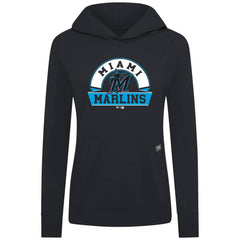 Black Miami Marlins Levelwear Women's Relay Banner Arch Long Sleeve T-Shirt Hoodie