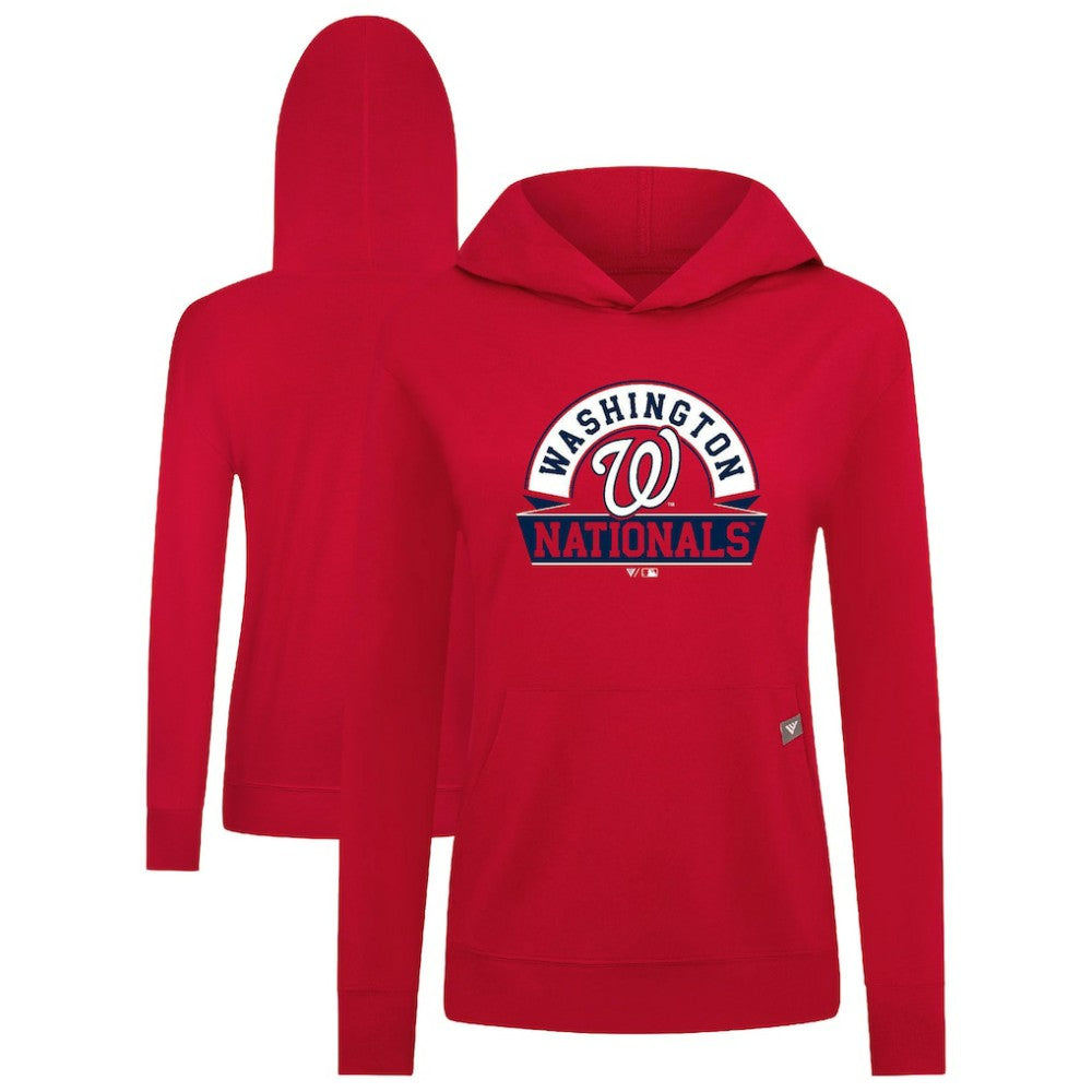 Red Washington Nationals Levelwear Women's Relay Banner Arch Long Sleeve T-Shirt Hoodie