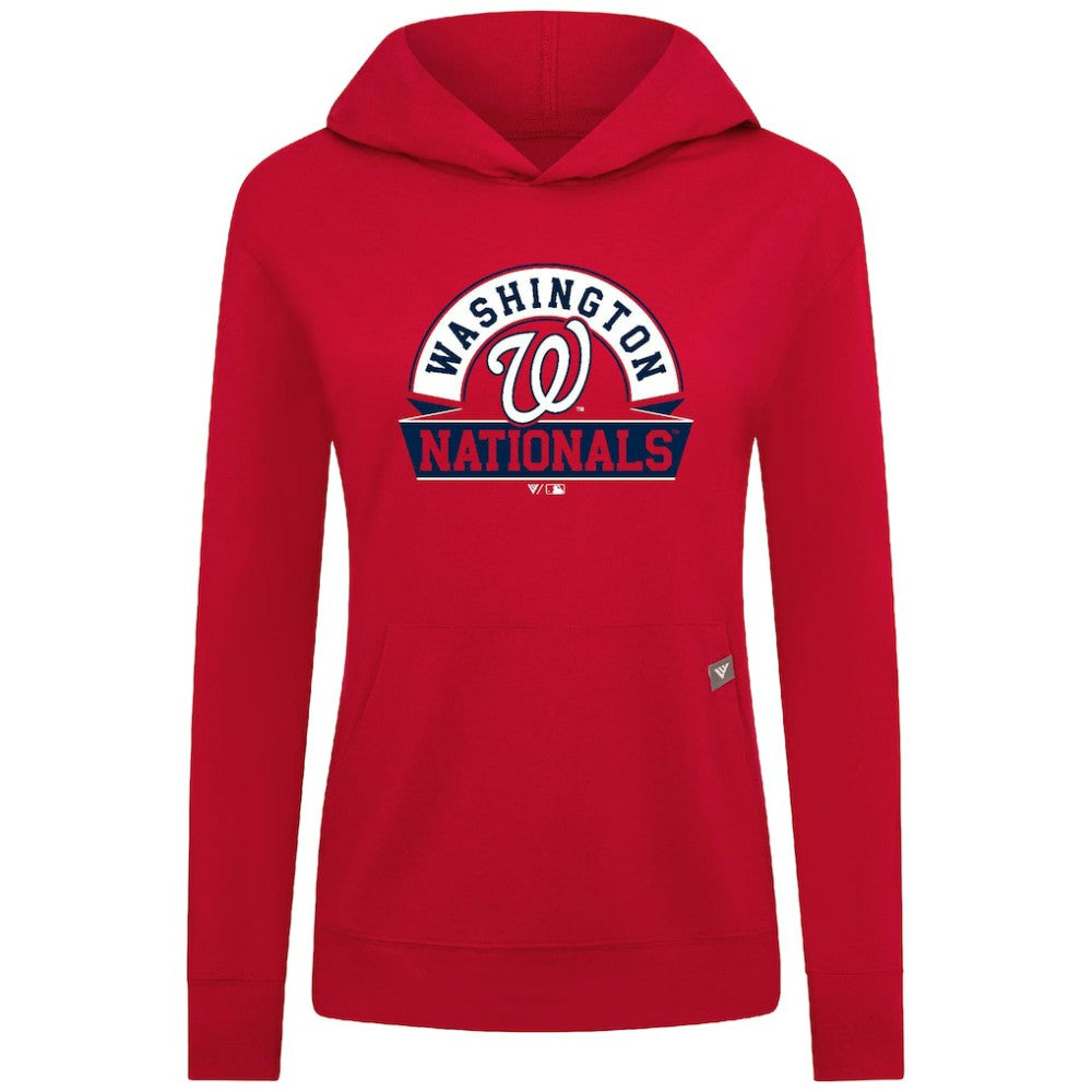 Red Washington Nationals Levelwear Women's Relay Banner Arch Long Sleeve T-Shirt Hoodie