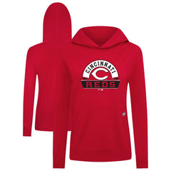 Red Cincinnati Reds Levelwear Women's Relay Banner Arch Long Sleeve T-Shirt Hoodie