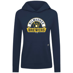 Navy Milwaukee Brewers Levelwear Women's Relay Banner Arch Long Sleeve T-Shirt Hoodie