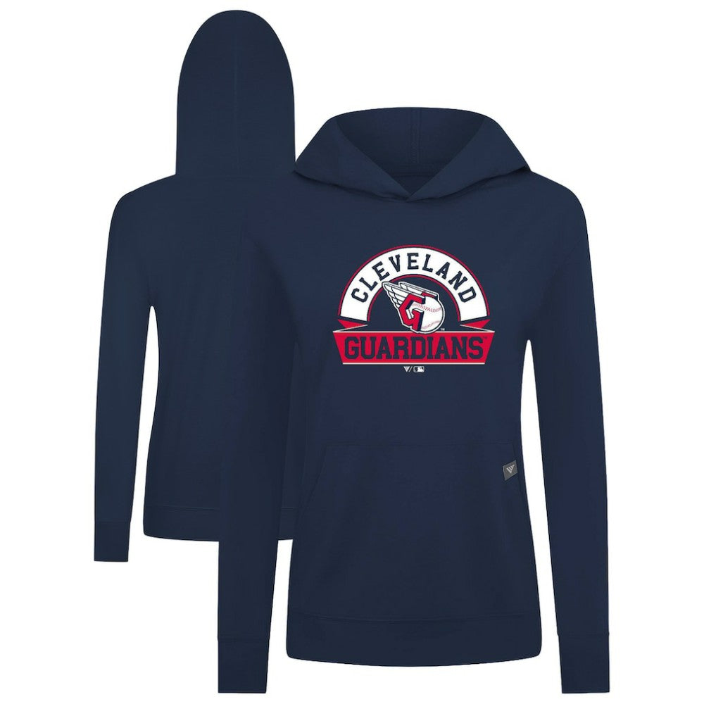 Navy Cleveland Guardians Levelwear Women's Relay Banner Arch Long Sleeve T-Shirt Hoodie