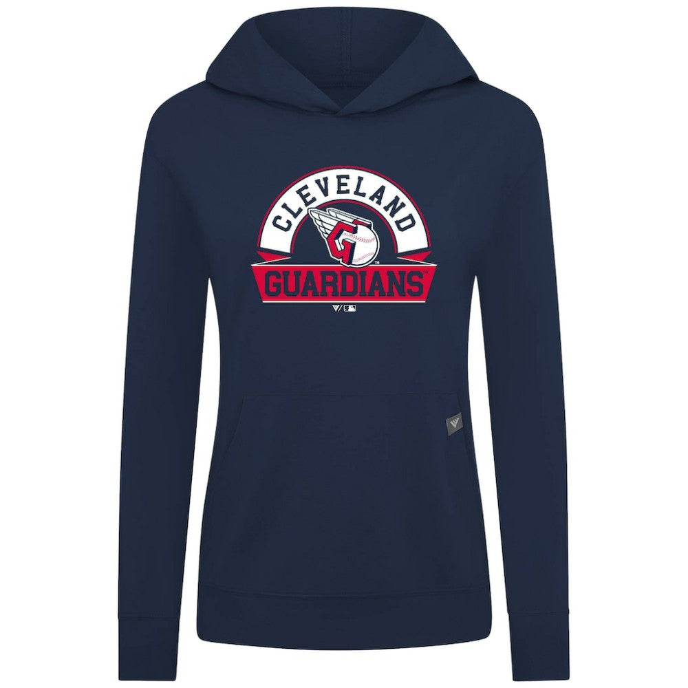 Navy Cleveland Guardians Levelwear Women's Relay Banner Arch Long Sleeve T-Shirt Hoodie