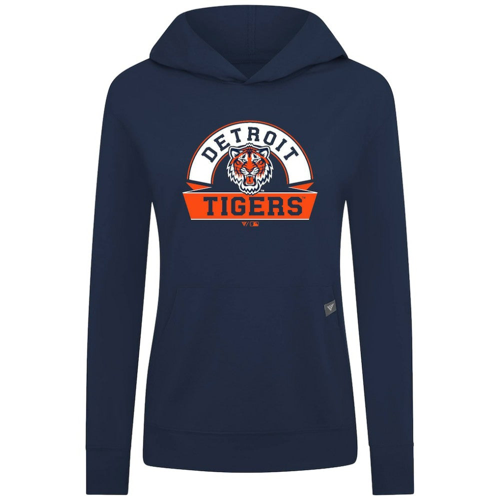 Navy Detroit Tigers Levelwear Women's Relay Banner Arch Long Sleeve T-Shirt Hoodie