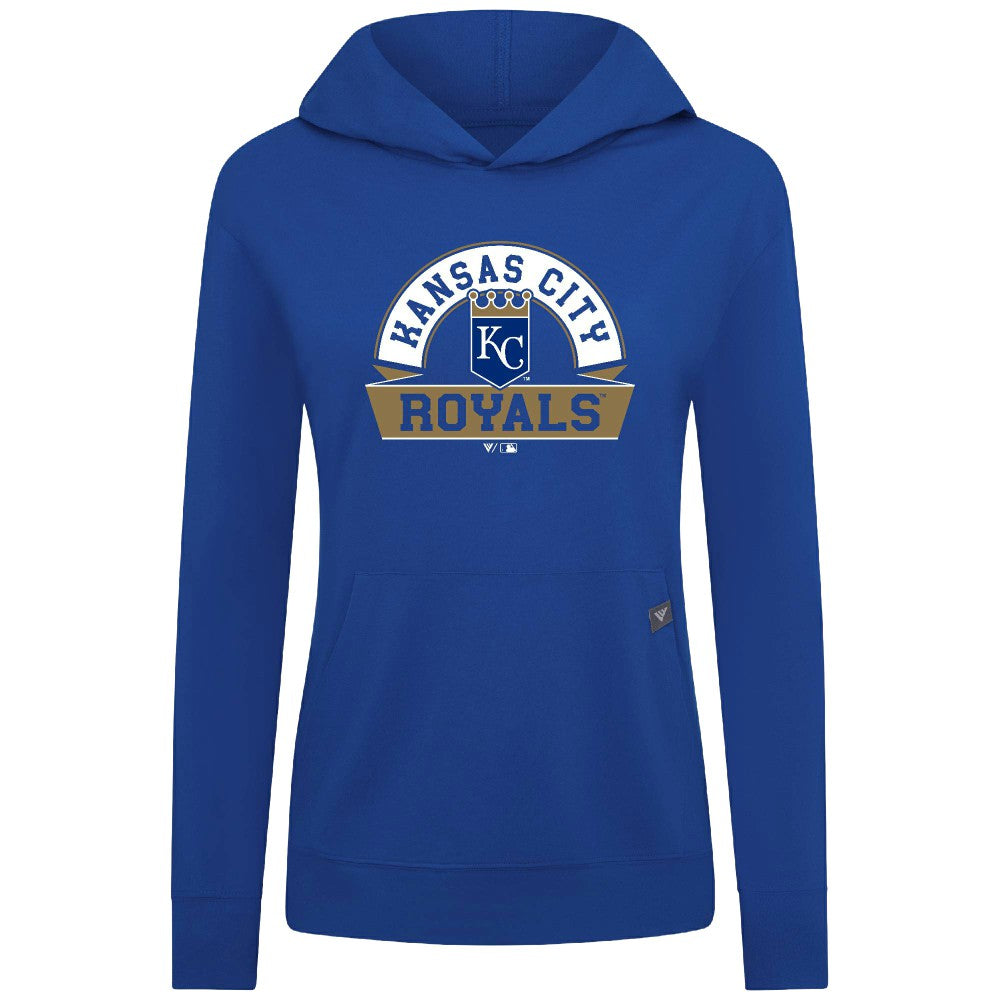 Royal Kansas City Royals Levelwear Women's Relay Banner Arch Long Sleeve T-Shirt Hoodie