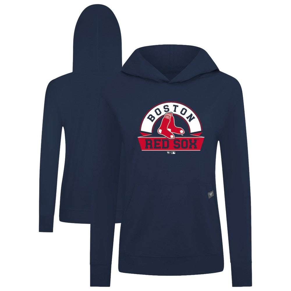 Navy Boston Red Sox Levelwear Women's Relay Banner Arch Long Sleeve T-Shirt Hoodie