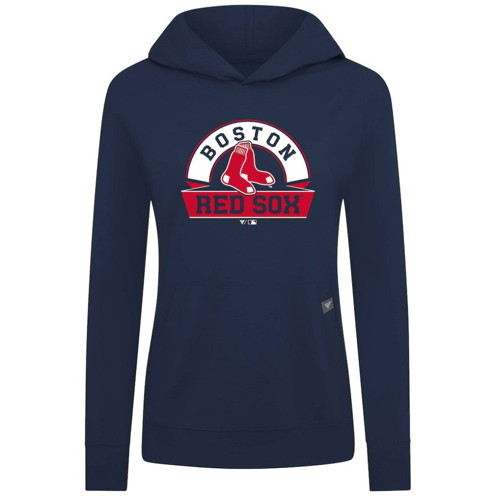 Navy Boston Red Sox Levelwear Women's Relay Banner Arch Long Sleeve T-Shirt Hoodie