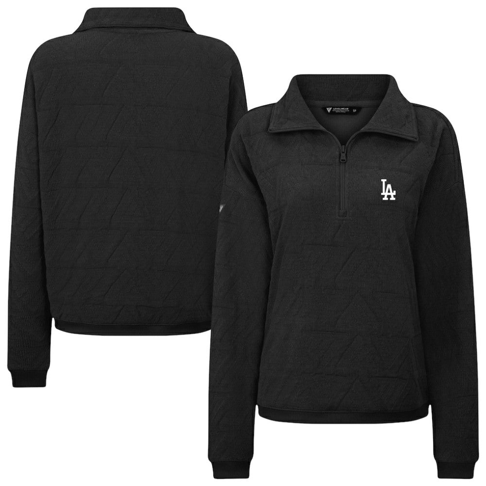 Black Los Angeles Dodgers Levelwear Women's Camden Insignia 2.0 Quarter-Zip Top