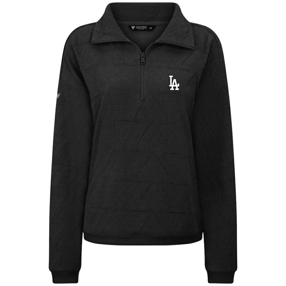 Black Los Angeles Dodgers Levelwear Women's Camden Insignia 2.0 Quarter-Zip Top