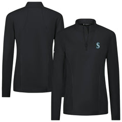 Black Seattle Mariners Levelwear Women's Upright Insignia 2.0 Quarter-Zip Tri-Blend Top