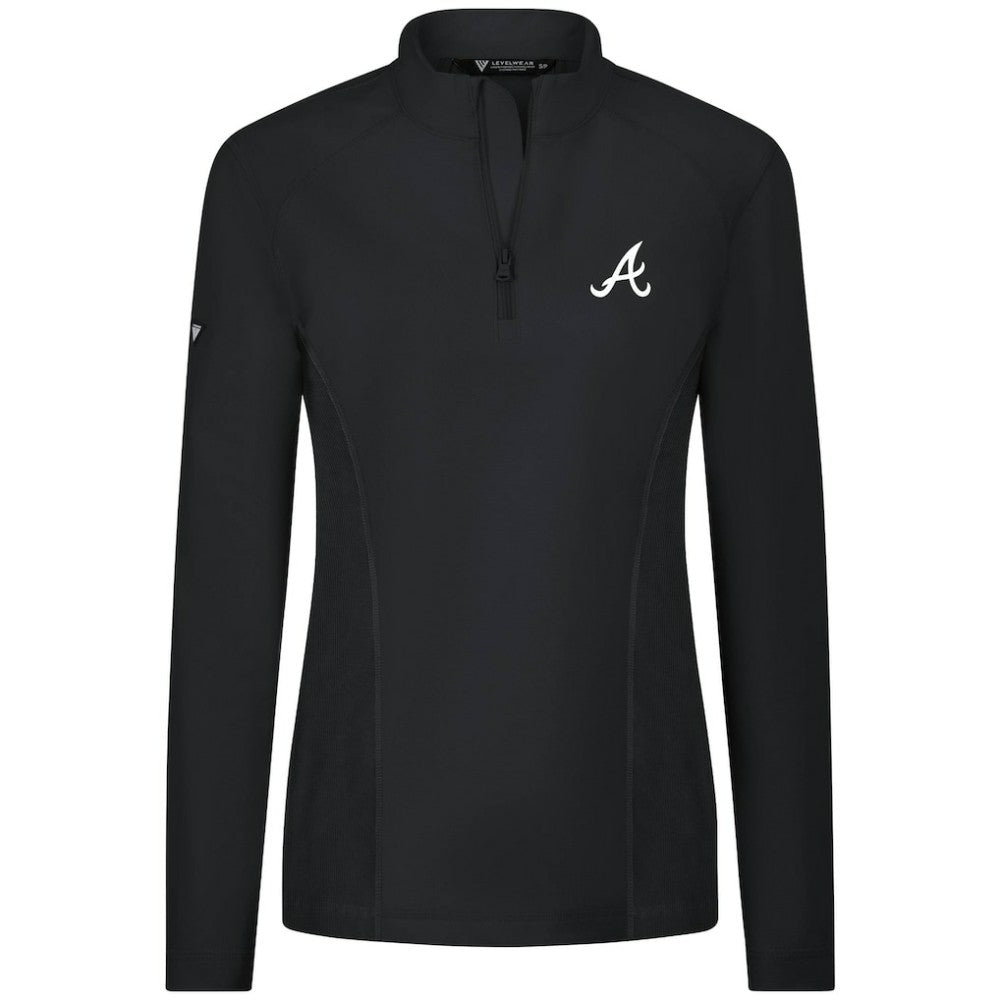 Black Atlanta Braves Levelwear Women's Upright Insignia 2.0 Quarter-Zip Tri-Blend Top