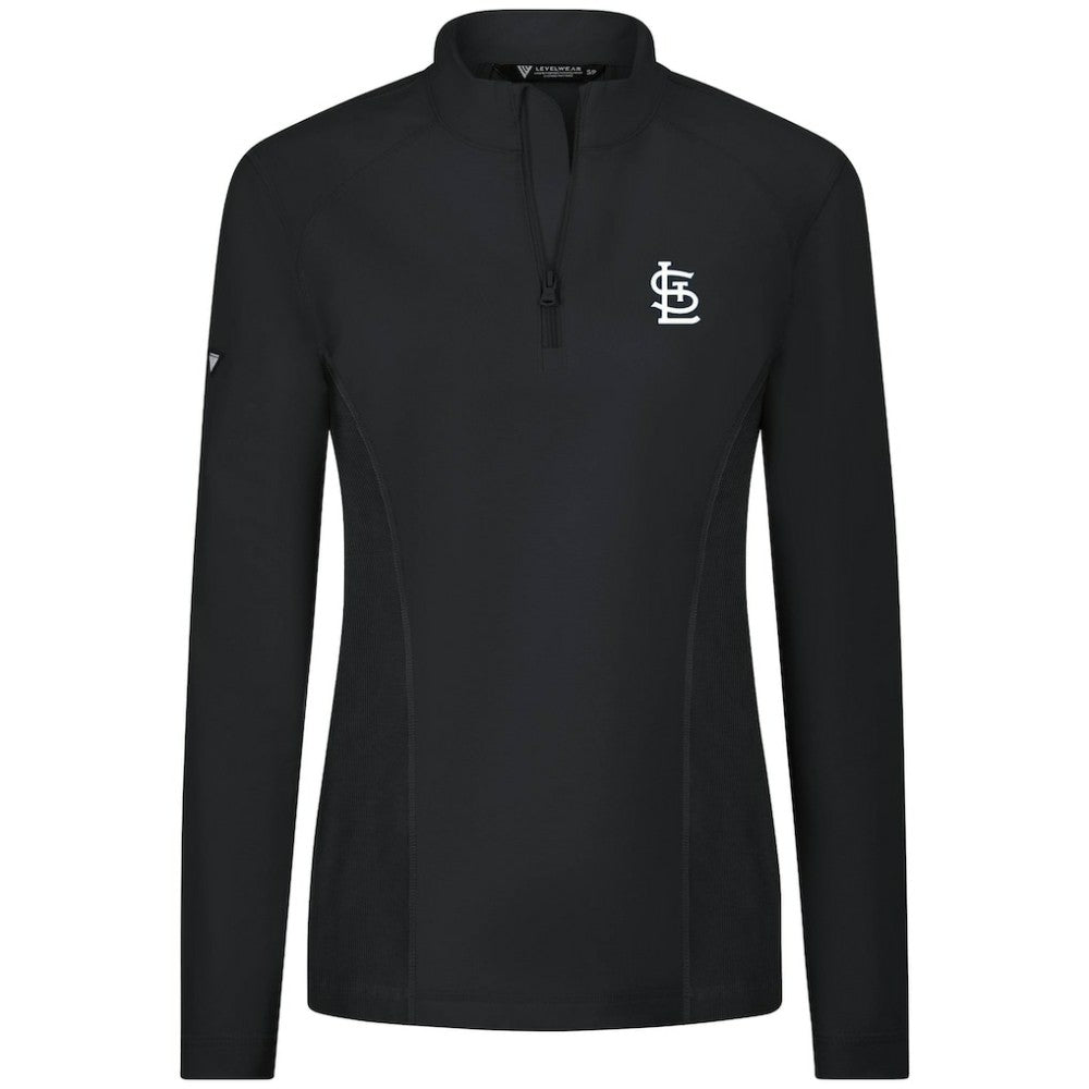Black St. Louis Cardinals Levelwear Women's Upright Insignia 2.0 Quarter-Zip Tri-Blend Top