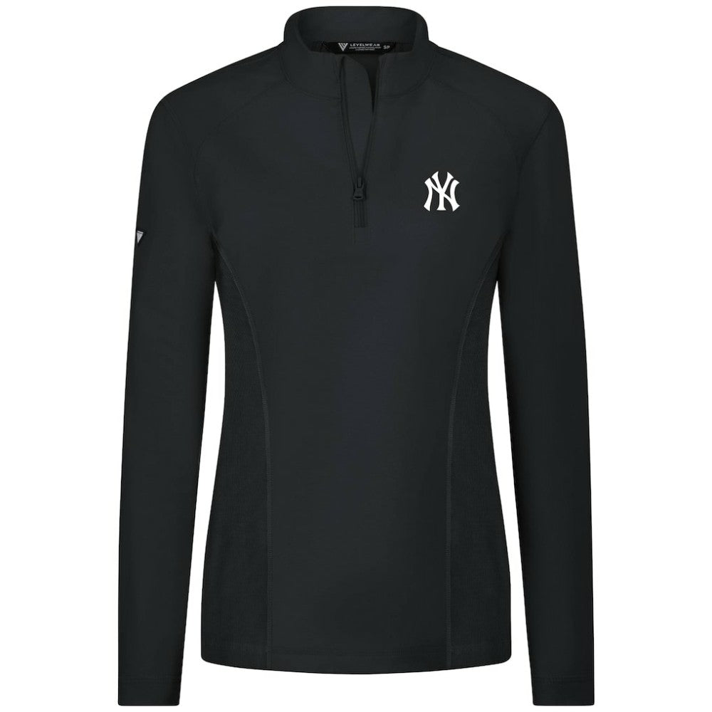 Black New York Yankees Levelwear Women's Upright Insignia 2.0 Quarter-Zip Tri-Blend Top