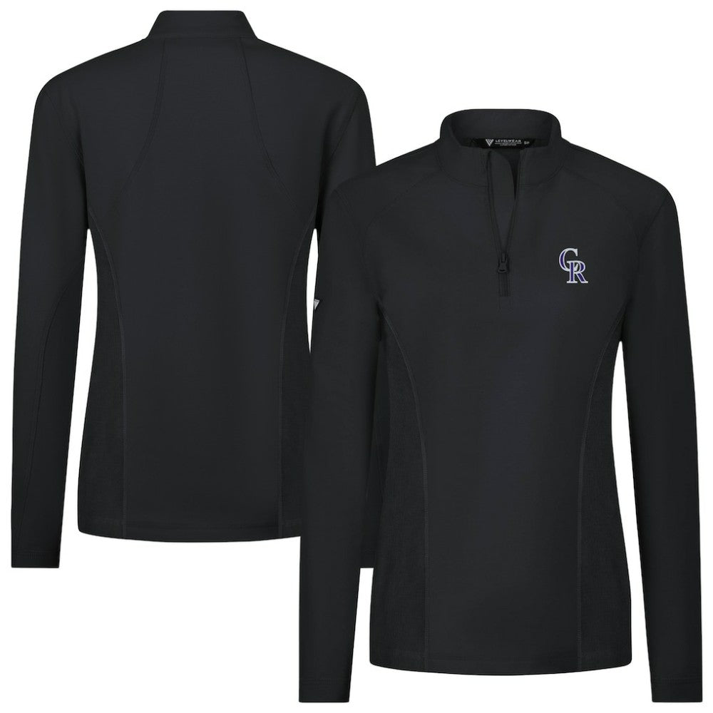 Black Colorado Rockies Levelwear Women's Upright Insignia 2.0 Quarter-Zip Tri-Blend Top