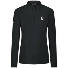 Black Detroit Tigers Levelwear Women's Upright Insignia 2.0 Quarter-Zip Tri-Blend Top