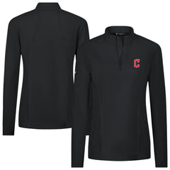 Black Cleveland Guardians Levelwear Women's Upright Insignia 2.0 Quarter-Zip Tri-Blend Top